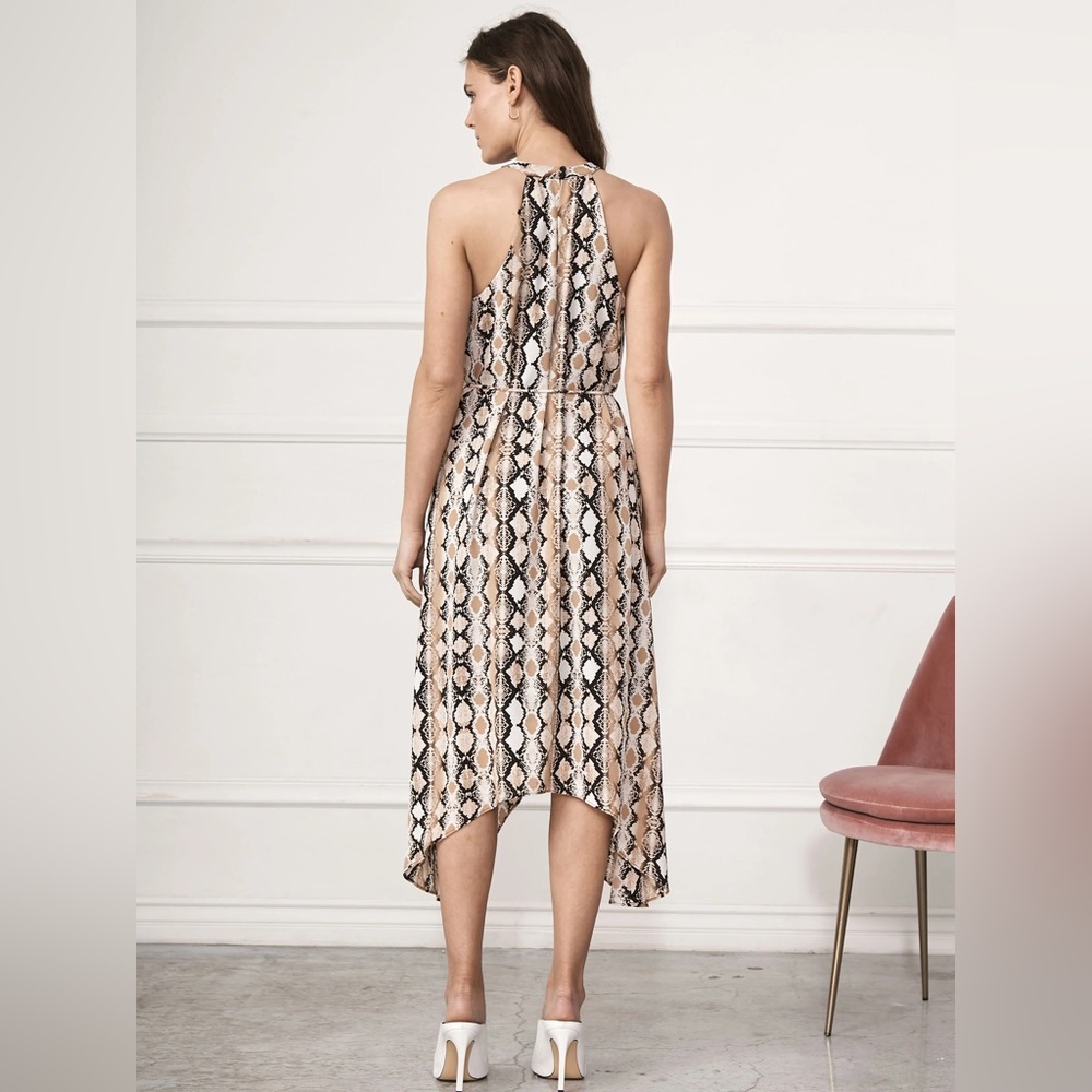 Three eighty two ALIANNA HIGH LOW HALTER DRESS snakeskin print NWT - Picture 2 of 2